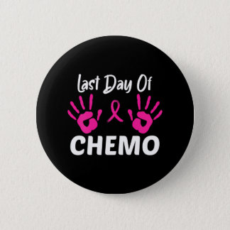 Last Day of Chemo Handprint Breast Cancer Button