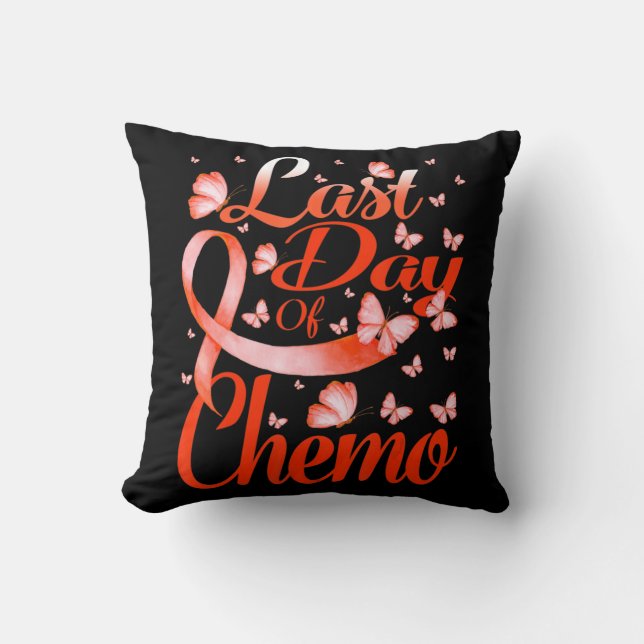 Last Day Of Chemo Leukemia Awareness Butterfly  Throw Pillow (Front)
