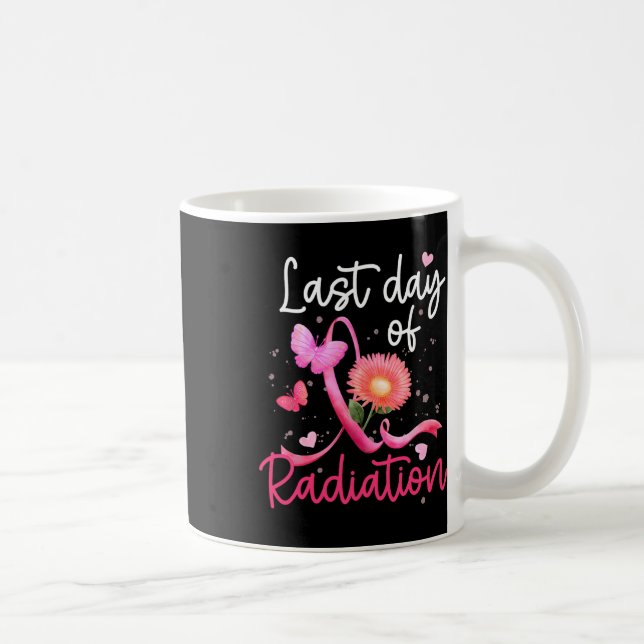 Last Day Of Radiation Floral Heart Breast Cancer S Coffee Mug (Right)