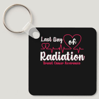 Last Day Of Radiation Heartbeat Breast Cancer Awar Keychain