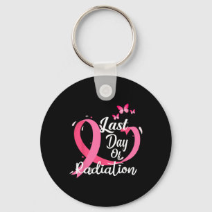 Last Day Of Radiation Treatment Breast Cancer Awar Keychain