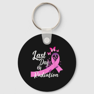 Last Day Of Radiation Treatment Breast Cancer Awar Keychain