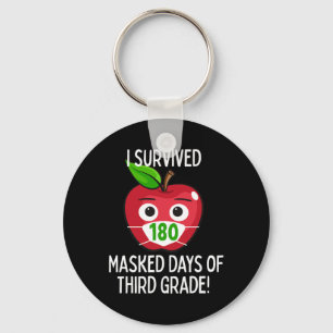 Last Day Of School 180 Masked Days Of Third Grade  Keychain