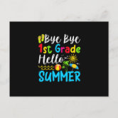 Bye Bye Summer Time Lettering. Calligraphy End Of Summer Postcard