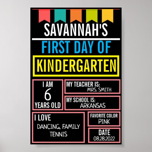 Last Day of School Chalkboard For Kids Girls Boys Poster