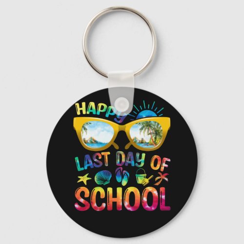 Last Day of School For Teacher Off Duty Tie Dye Keychain