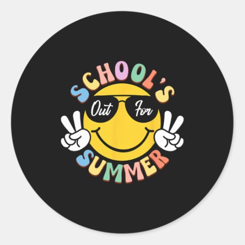 Last Day Of School Graduation Groovy Schools Out F Classic Round Sticker
