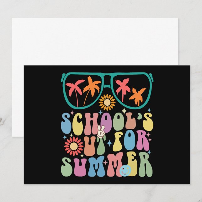 Last Day Of School Groovy School's Out For Summer  Announcement (Front/Back)