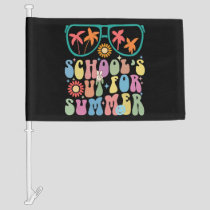 Last Day Of School Groovy School's Out For Summer  Car Flag
