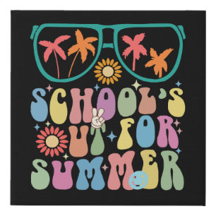 Last Day Of School Groovy School's Out For Summer  Faux Canvas Print
