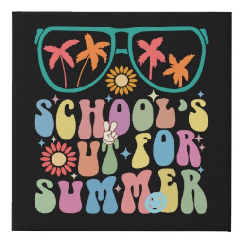 Last Day Of School Groovy Schools Out For Summer  Faux Canvas Print