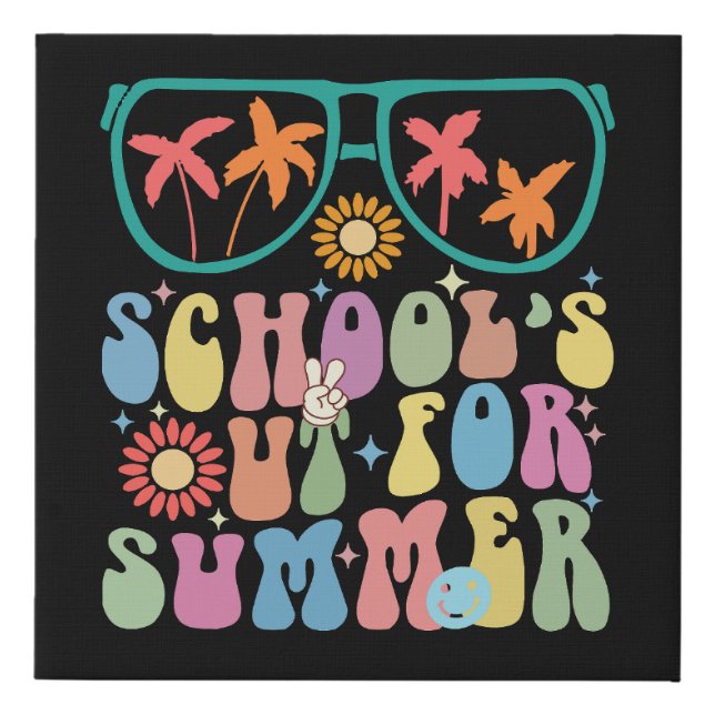 Last Day Of School Groovy School's Out For Summer  Faux Canvas Print (Front)