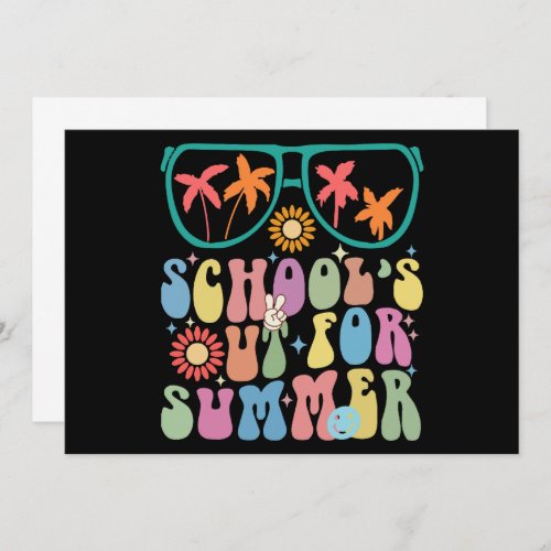 Last Day Of School Groovy Schools Out For Summer  Invitation