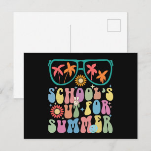Last Day Of School Groovy School's Out For Summer  Postcard