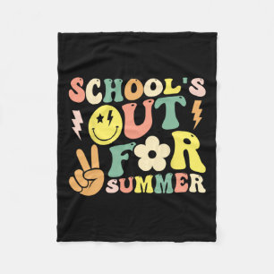 Last Day Of School Groovy Schools Out For Summer T Fleece Blanket