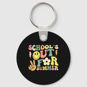 Last Day Of School Groovy Schools Out For Summer T Keychain