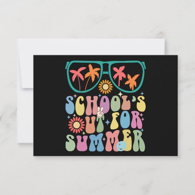 Last Day Of School Groovy School's Out For Summer  Thank You Card (Front)