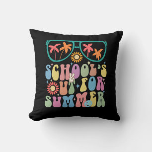 Last Day Of School Groovy School's Out For Summer Throw Pillow