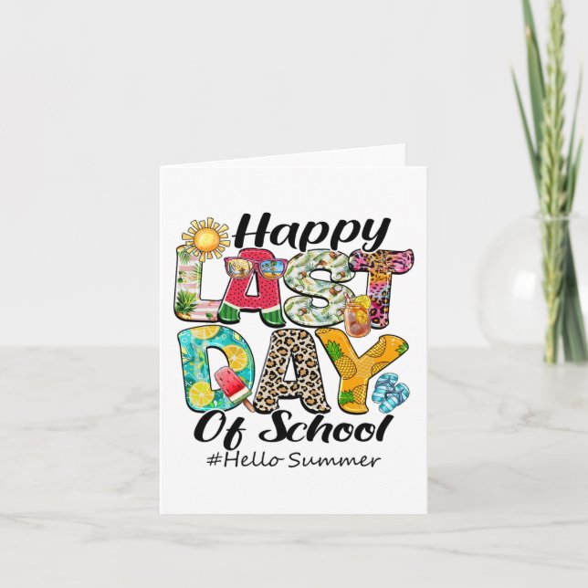 Last Day Of School Hello Summer Hawaii Teachers Ki Card (Front)