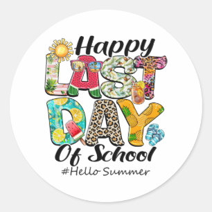 Last Day Of School Hello Summer Hawaii Teachers Ki Classic Round Sticker