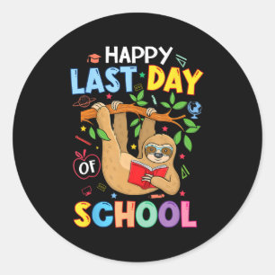 Last Day Of School Kid Teacher Cute Sloth Graduati Classic Round Sticker