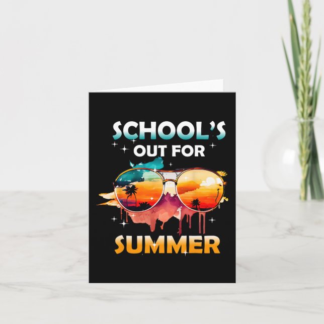Last Day Of School Out For Summer Teacher Girls Bo Card (Front)