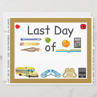 Last Day of School Parent Child 10x8 Sign Paper