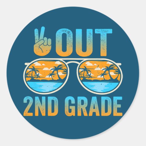 Last Day Of School Peace Out 2nd Grade Graduation Classic Round Sticker