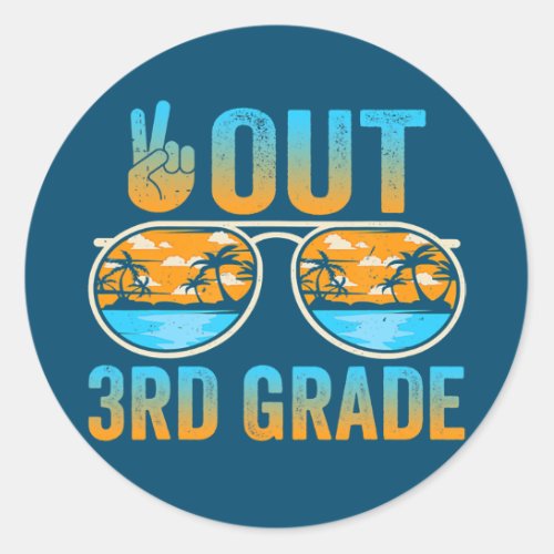 Last Day Of School Peace Out 3rd Grade Graduation Classic Round Sticker