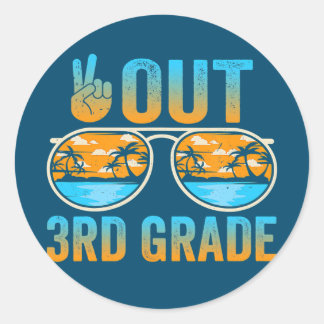Last Day Of School Peace Out 3rd Grade Graduation Classic Round Sticker