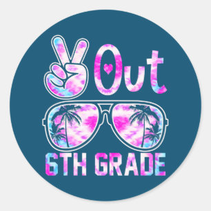 Last Day of School Peace Out 6th Grade Teacher Classic Round Sticker