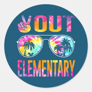 Last Day of School Peace Out Elementary Teacher Classic Round Sticker