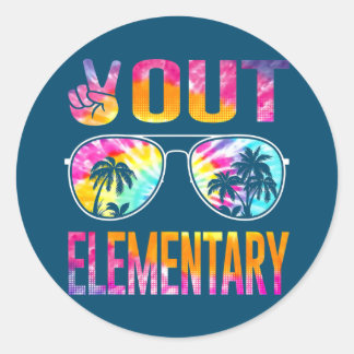 Last Day of School Peace Out Elementary Teacher Classic Round Sticker