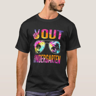 Last Day Of School Peace Out Kindergarten Tie Dye T-Shirt