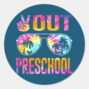Last Day of School Peace Out Preschool Teacher Classic Round Sticker