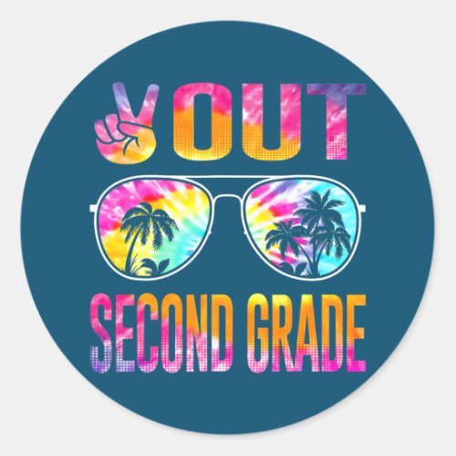 Last Day Of School Peace Out Second 2nd Grade Classic Round Sticker