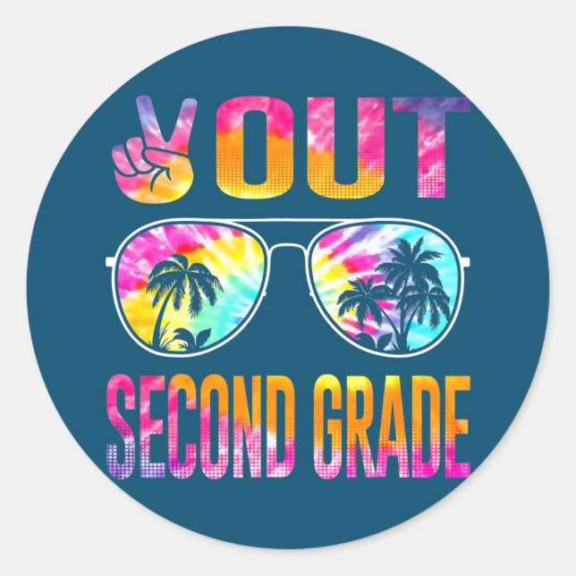 Last Day Of School Peace Out Second 2nd Grade Classic Round Sticker (Front)