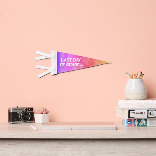 Last Day of School Rainbow Pennant Flag (Front)