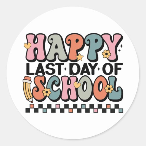 Last Day of School Retro Groovy Stickers Gift