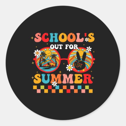 Last Day Of School Retro School39s Out For Summe Classic Round Sticker