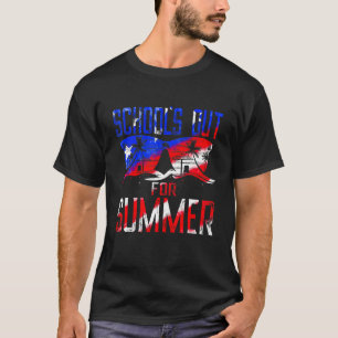 Last Day Of School Schools Out For Summer Us Flag T-Shirt