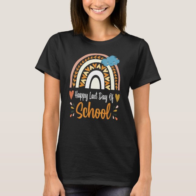 Last Day Of School Teacher Kindergarten Rainbow Co T-Shirt (Front)