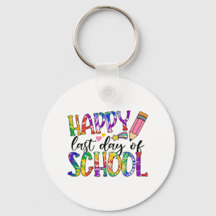 Last Day Of School Tie Dye Graduation Teacher Stud Keychain