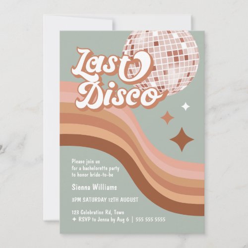 Last Disco 70s Groovy Retro Daisy Bachelorette  Invitation