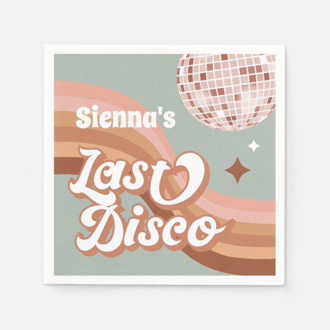 Last Disco 70's Groovy Retro Daisy Bachelorette   Napkins (Front)