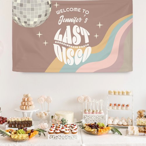 Last Disco 70s Retro Groovy Bachelorette Party Banner