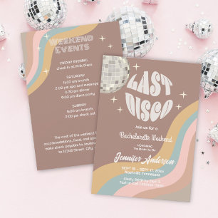 Last Disco 70s Retro Groovy Bachelorette Weekend Invitation
