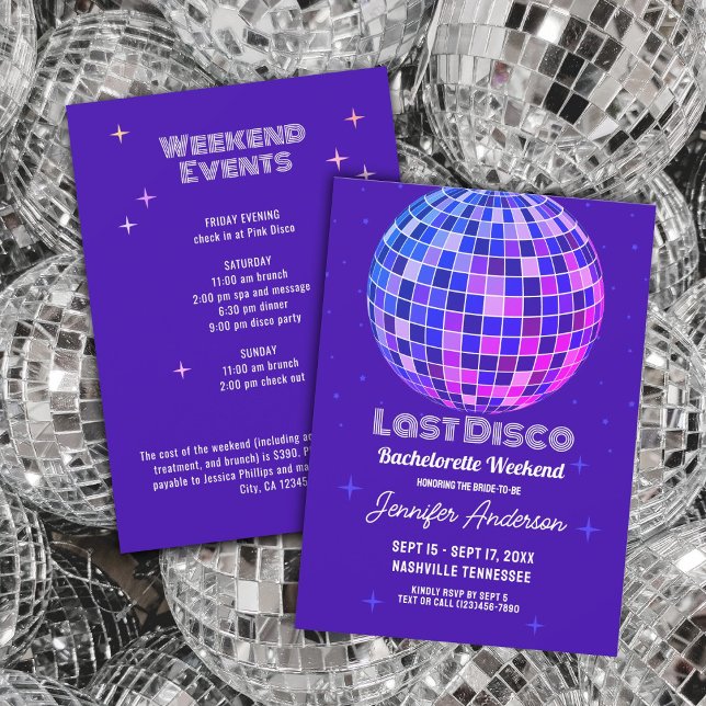 Last Disco 70s Retro Space Bachelorette Weekend Invitation (Creator Uploaded)