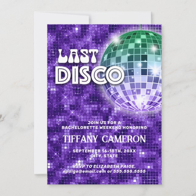 Last Disco Bachelorette Invitation (Front)