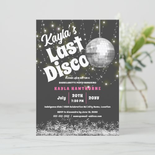 Last Disco Bachelorette Party Invitation
